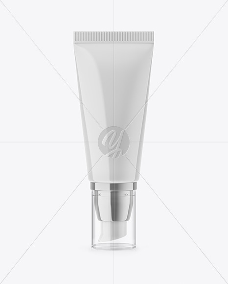 Glossy Cosmetic Tube With Pump Mockup