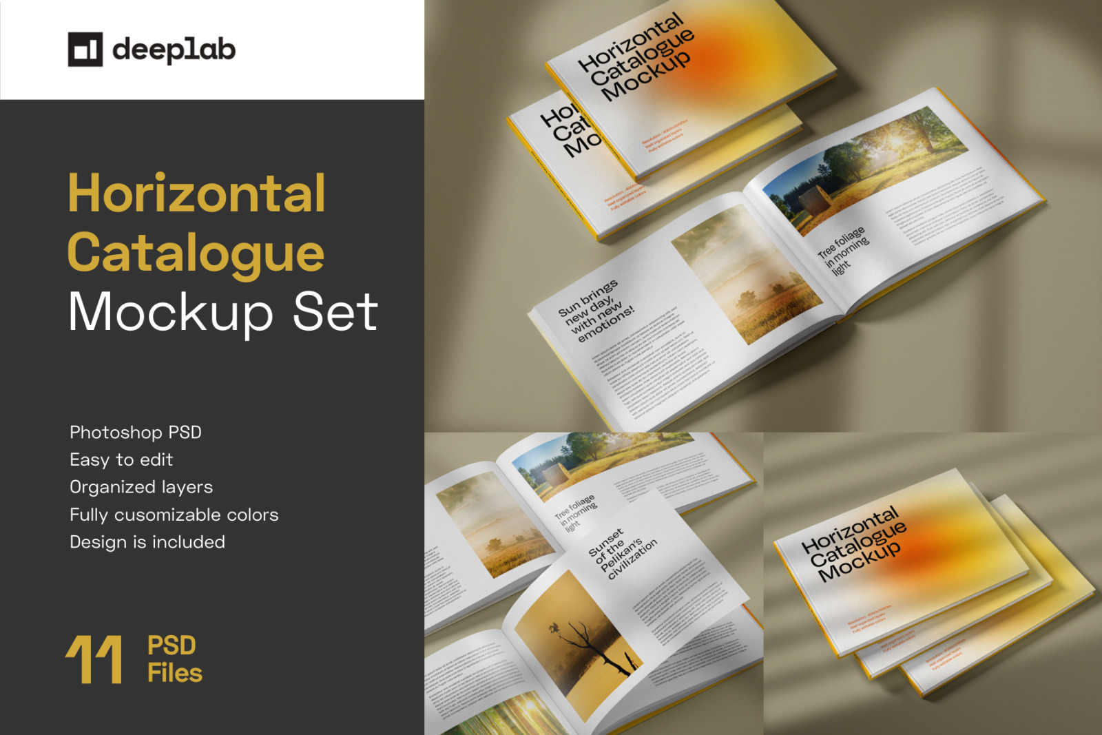 Horizontal Catalogue and Magazine Mockup Set