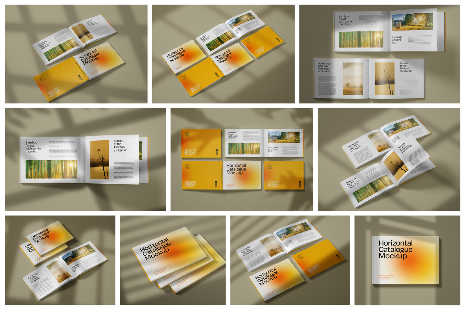 Horizontal Catalogue and Magazine Mockup Set