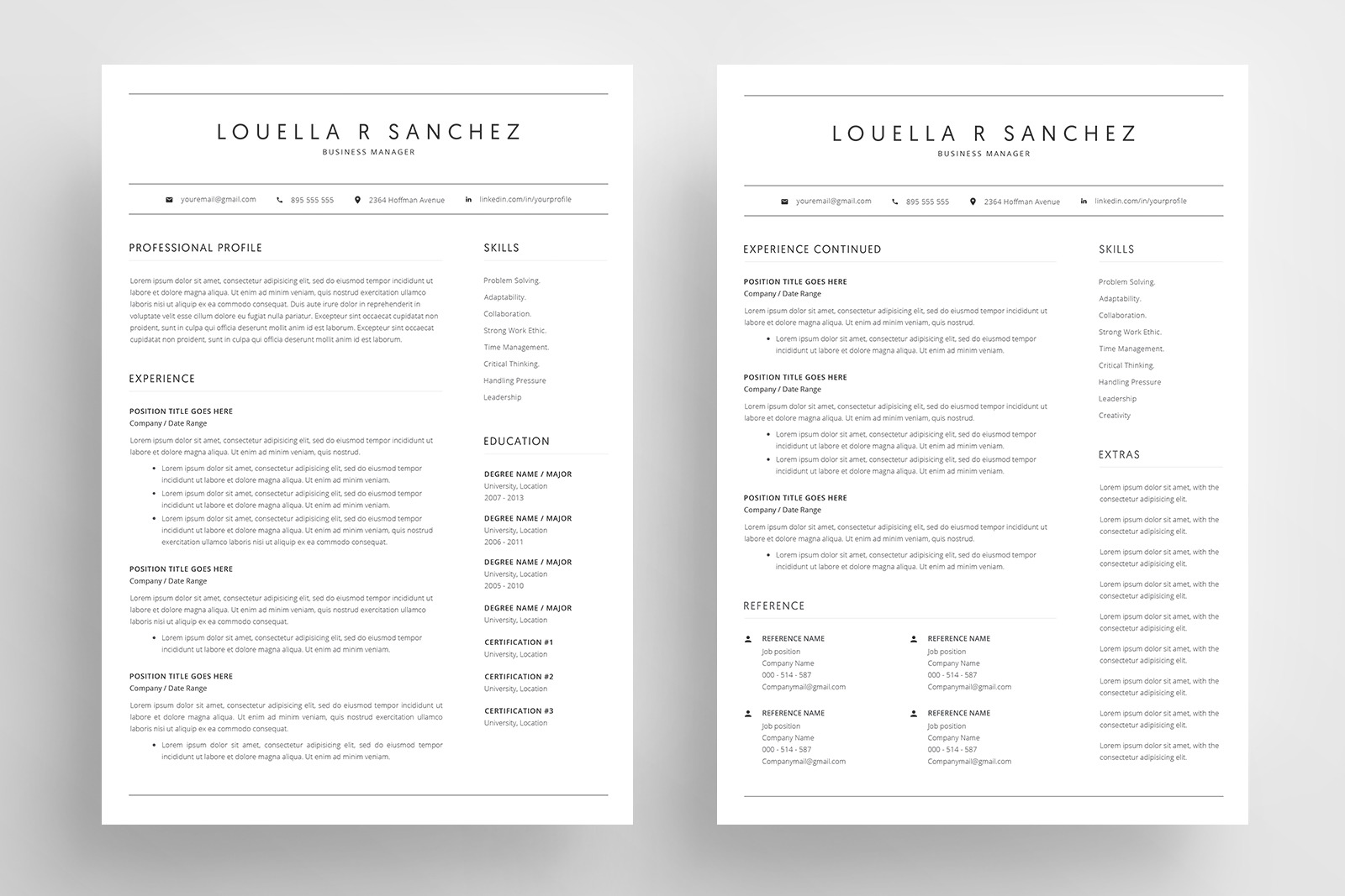 Resume Template and Cover Letter / 4 Pages / CV