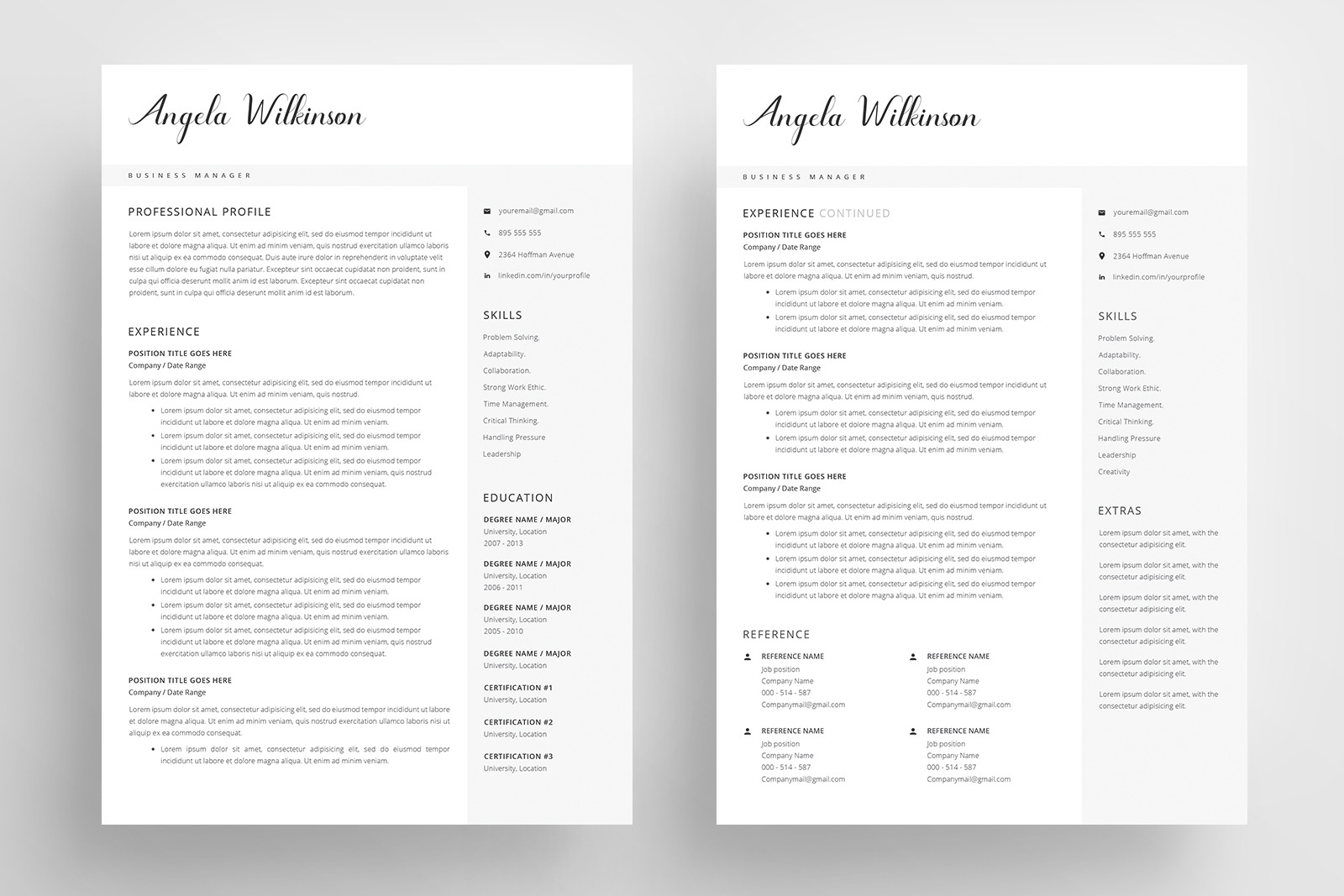 Resume Template and Cover Letter / 4 Pages / CV template