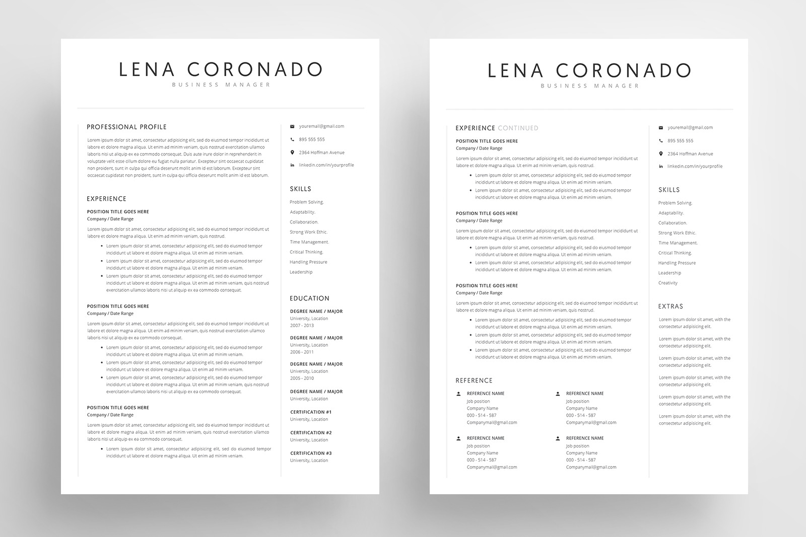 Resume Template and Cover Letter / 4 Pages / CV