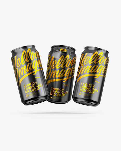 Three Glossy Metallic Cans Mockup