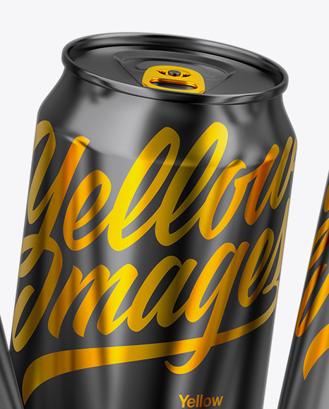 Three Glossy Metallic Cans Mockup