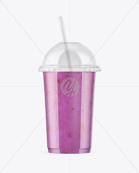 Bluueberry Smoothie Cup with Transparent Cap Mockup