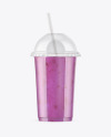 Bluueberry Smoothie Cup with Transparent Cap Mockup