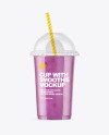 Bluueberry Smoothie Cup with Transparent Cap Mockup