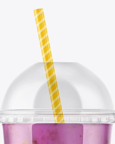 Bluueberry Smoothie Cup with Transparent Cap Mockup