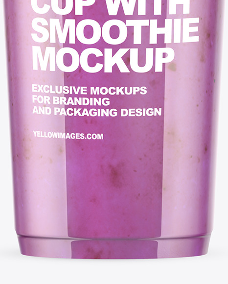 Bluueberry Smoothie Cup with Transparent Cap Mockup