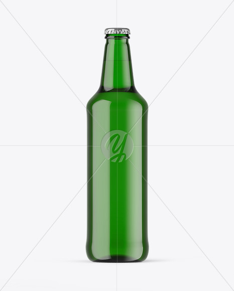 Green Glass Beer Bottle Mockup