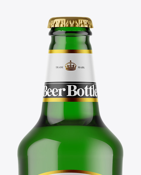 Green Glass Beer Bottle Mockup