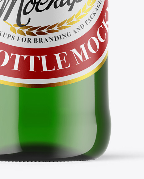 Green Glass Beer Bottle Mockup