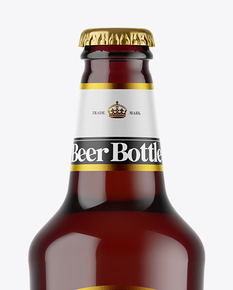 Dark Amber Glass Beer Bottle Mockup