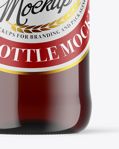 Dark Amber Glass Beer Bottle Mockup