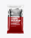 Bag With Corrugated Black Potato Chips Mockup