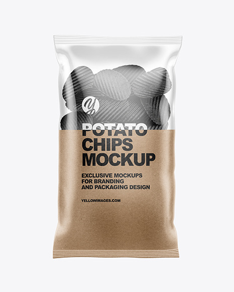 Bag With Corrugated Black Potato Chips Mockup