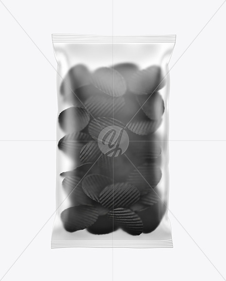 Matte Bag With Corrugated Black Potato Chips Mockup