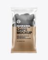 Matte Bag With Corrugated Black Potato Chips Mockup