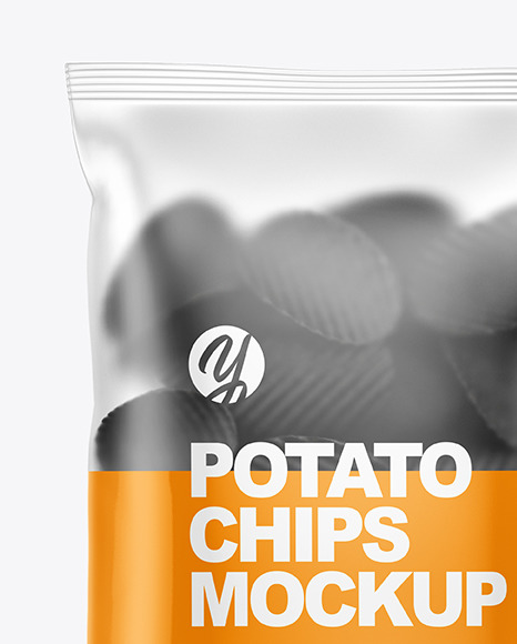 Matte Bag With Corrugated Black Potato Chips Mockup