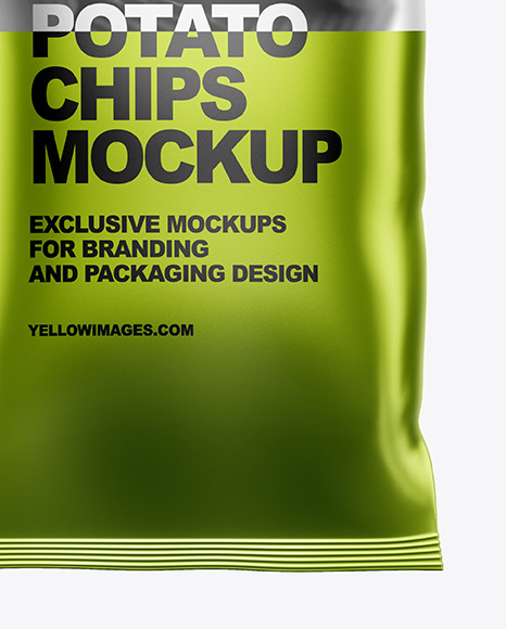 Matte Bag With Corrugated Black Potato Chips Mockup