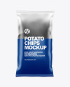 Frosted Bag With Corrugated Black Potato Chips Mockup