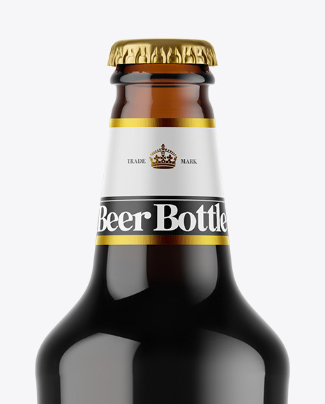 Amber Glass Dark Beer Bottle Mockup