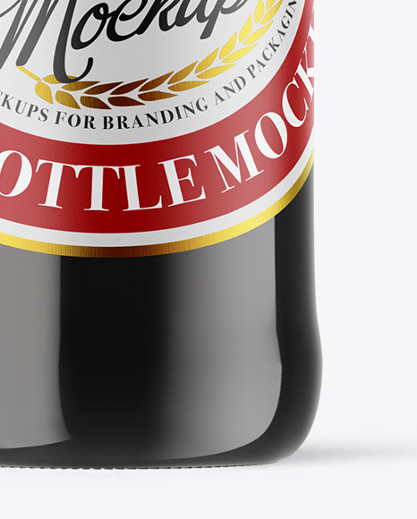 Amber Glass Dark Beer Bottle Mockup