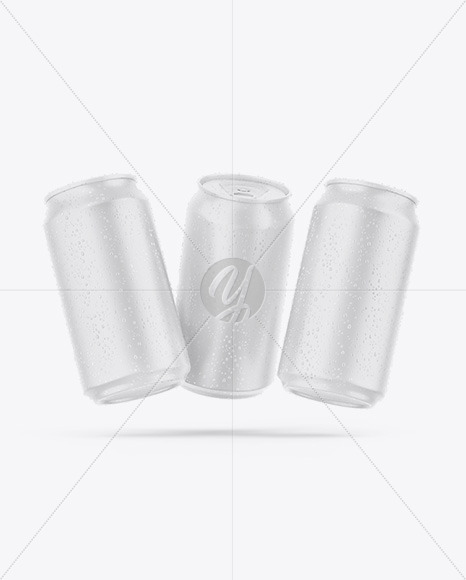 Three Matte Cans Mockup