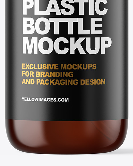 Amber Plastic Bottle with Pump Mockup
