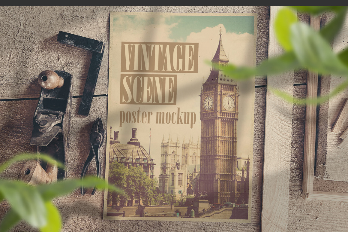 Old Poster Scene Mockup Old Poster Scene Mockup