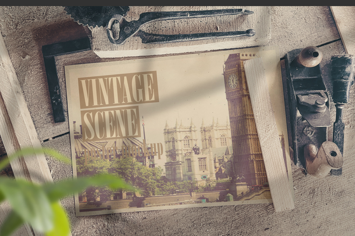 Old Poster Scene Mockup Old Poster Scene Mockup