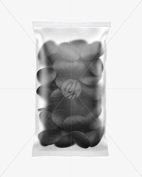 Matte Bag With Black Potato Chips Mockup