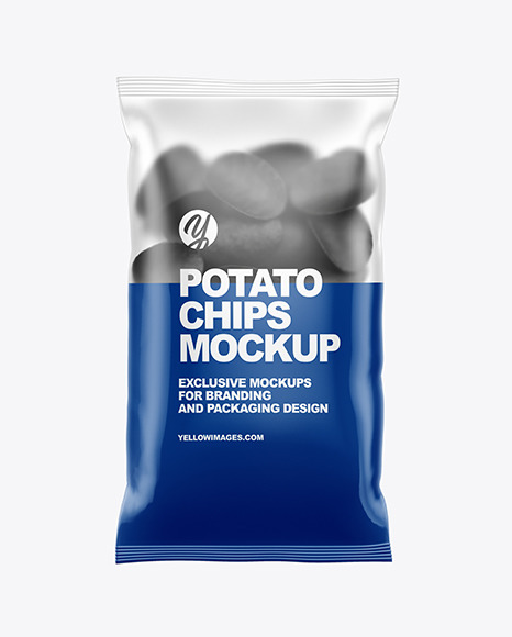 Matte Bag With Black Potato Chips Mockup