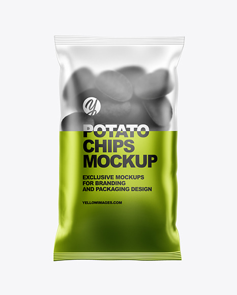 Matte Bag With Black Potato Chips Mockup