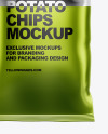 Matte Bag With Black Potato Chips Mockup