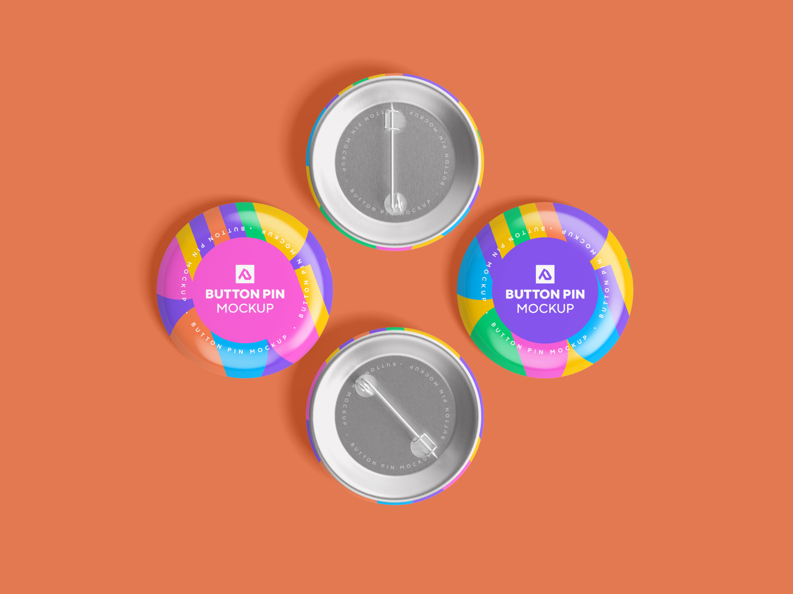 Glossy Circle Button Pin Badge Mockup Set