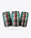 Three Metallic Cans W/ Glossy Finish Mockup