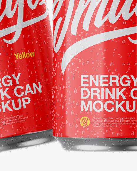 Three Metallic Cans W/ Glossy Finish Mockup