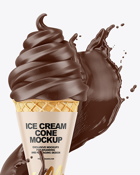 Ice Cream Cone with Splash Mockup