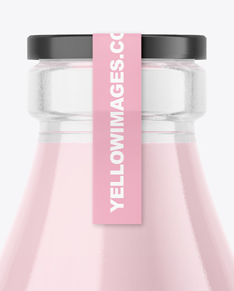 Clear Glass Dairy Bottle with Splash Mockup