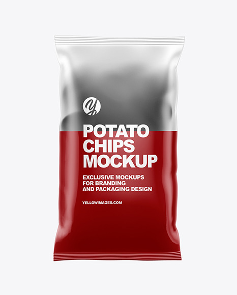 Frosted Bag With Black Potato Chips Mockup