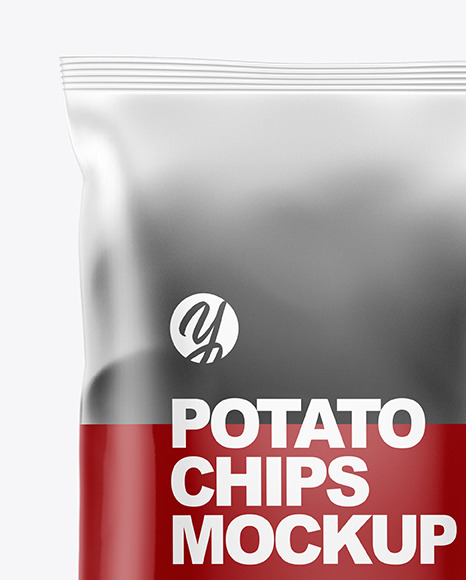 Frosted Bag With Black Potato Chips Mockup