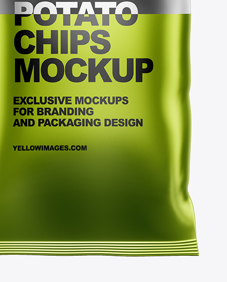 Frosted Bag With Black Potato Chips Mockup