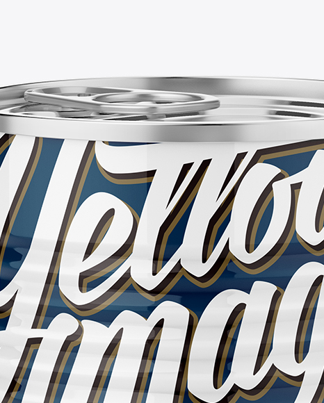 Glossy Tin Can With Pull Tab Mockup (High-Angle Shot)