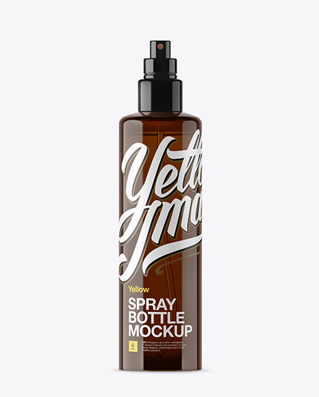 Amber Spray Bottle With Transparent Cap Mockup