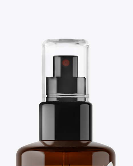 Amber Spray Bottle With Transparent Cap Mockup