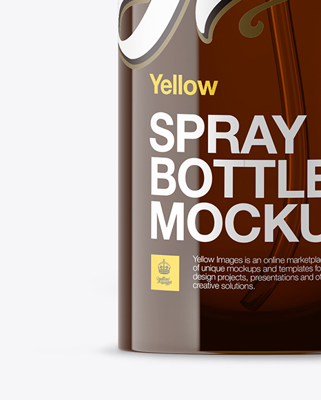 Amber Spray Bottle With Transparent Cap Mockup