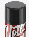 Glossy Metallic Shaving Foam Bottle With Cap Mockup (High-Angle Shot)