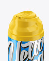 Glossy Metallic Shaving Foam Bottle With Transparent Cap Mockup (High-Angle Shot)