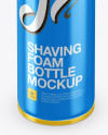 Glossy Metallic Shaving Foam Bottle With Transparent Cap Mockup (High-Angle Shot)